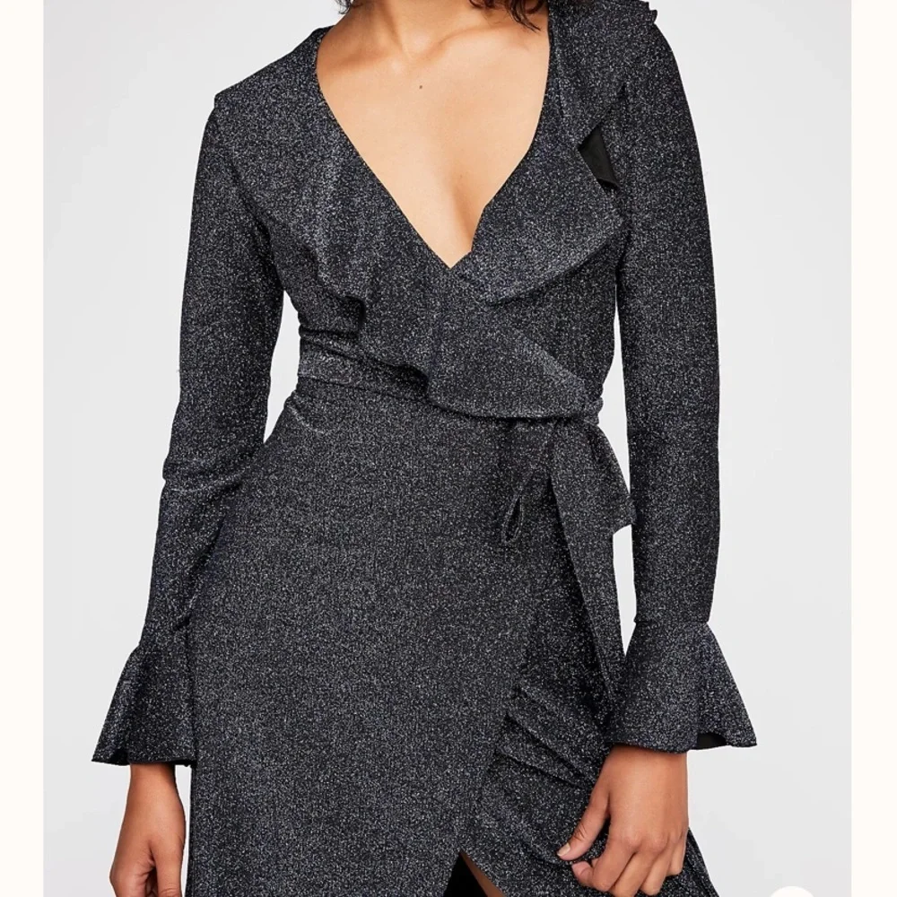 Free People One More Time Lurex Wrap Dress